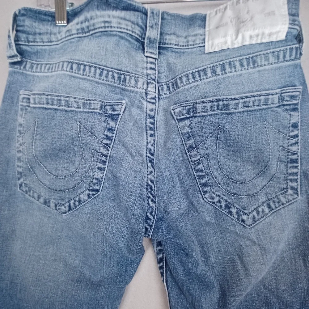 True Religion Men Jeans 30 Blue Denim Geno Relaxed Slim Logo 31
